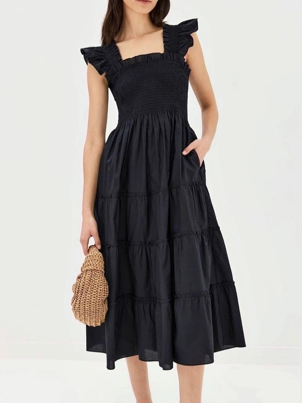 Hill House Home The Ellie Nap Dress Black Poplin Size XXS